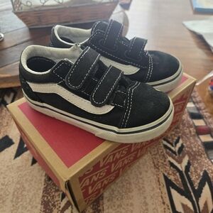 Vans Black and White Velcro Sneakers